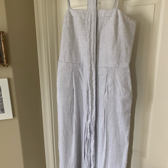 💖💖 Banana Republic Navy and White  Striped Linen & Cotton Jumpsuit Size 14 - Picture 6 of 6